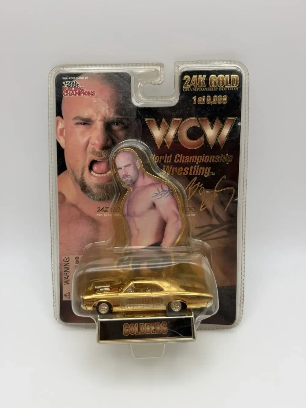 WCW Goldberg Racing Champions 24K Gold Plated Die-Cast Car New in Package 1990s